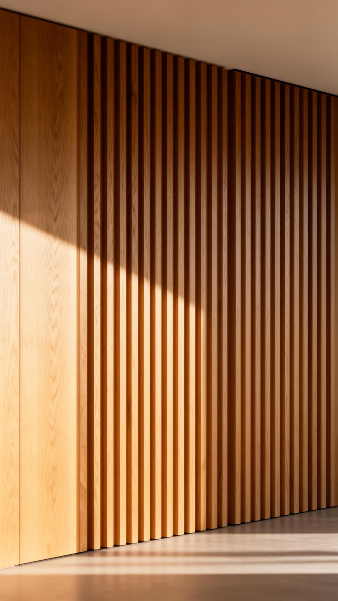 Vertical oak feature wall